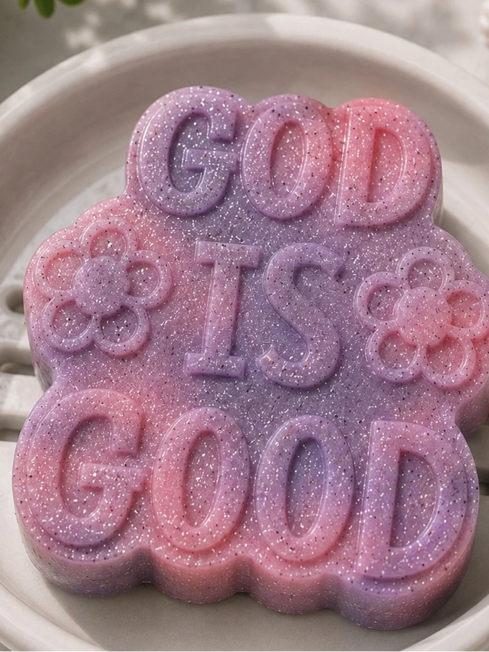 Pink hibiscus SOAP shimmer 5x4in 10oz shea butter based god is good